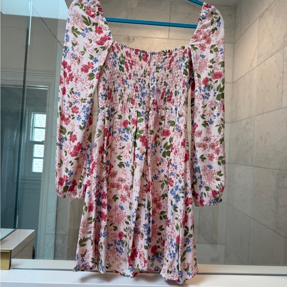 Reformation Pink Floral Long Sleeve Mini Dress - Picture 2 of 2